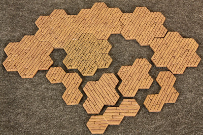 Wooden board hex tiles