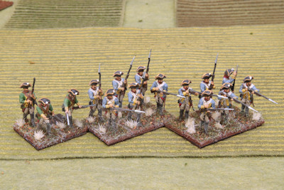 Von Donop's Hessian infantry from the right
