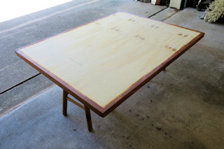 The table top and stained edges